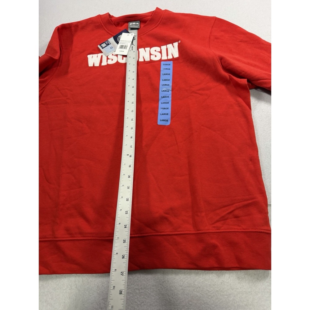Wisconsin Badgers Red Embroidered Crewneck Sweatshirt Large NWT Red & White - Picture 6 of 7